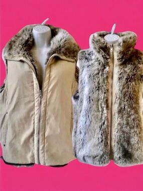 Weatherproof Vest Reversible Sleeveless Jacket Faux Fur Womens Large